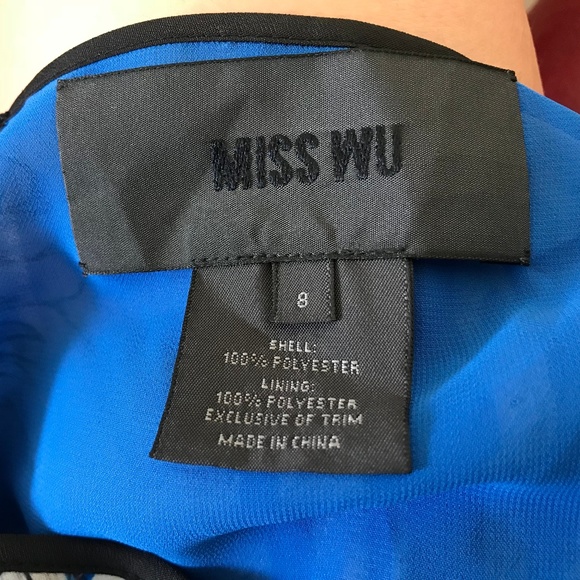 Miss Wu Blue Sleeveless Floral Dress - Picture 4 of 8